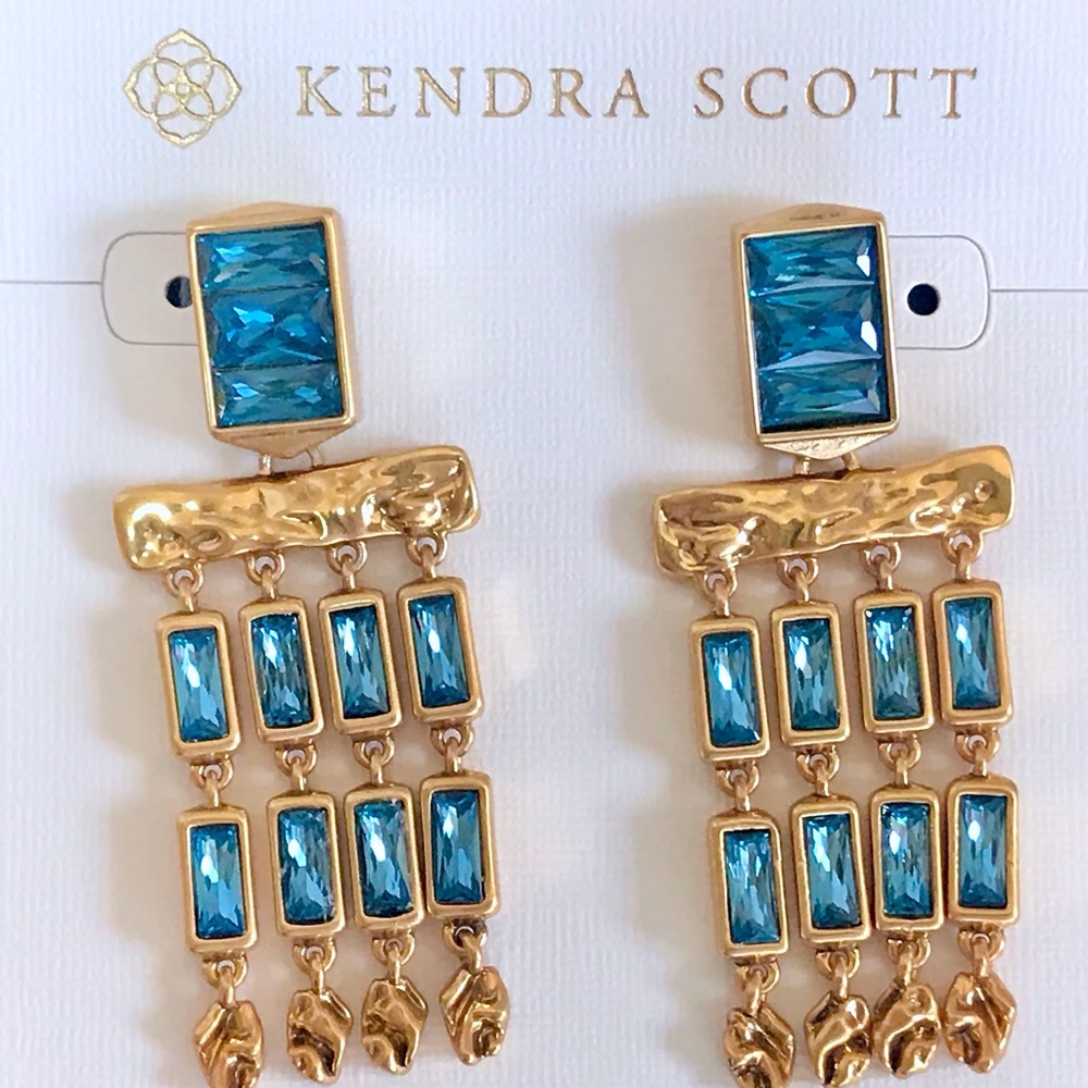 Kendra Scott Jack Chandelier Earrings Teal Vt Gold
